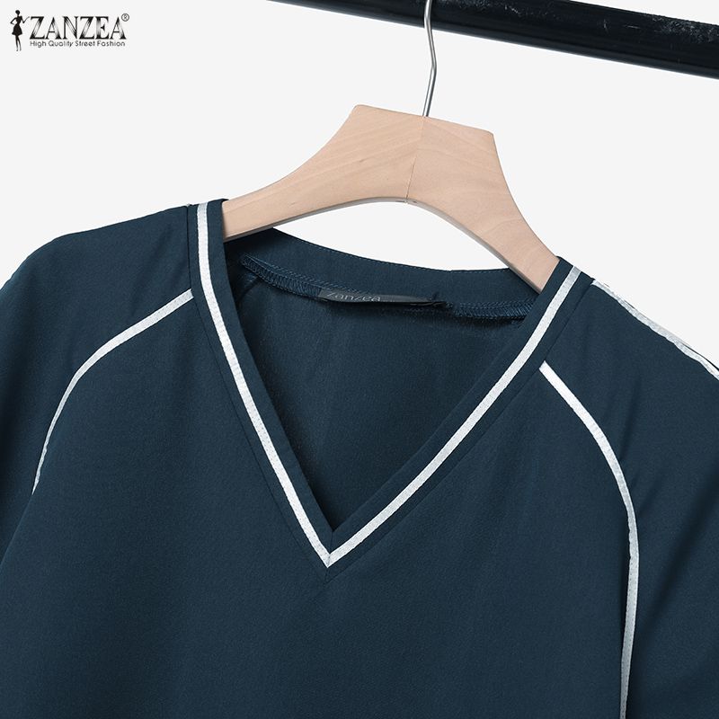 ZANZEA Women Short Sleeve Blouse and Shorts Summer Two Piece Suit Sets