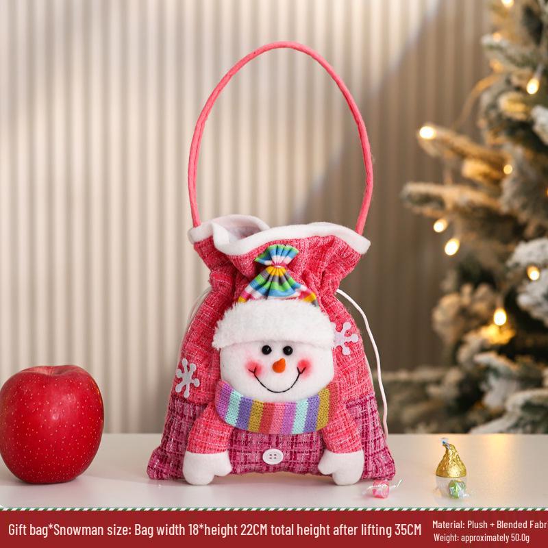Three-Dimensional Santa Claus Burlap Backpack Candy Bag - Large Christmas Gift Decoration