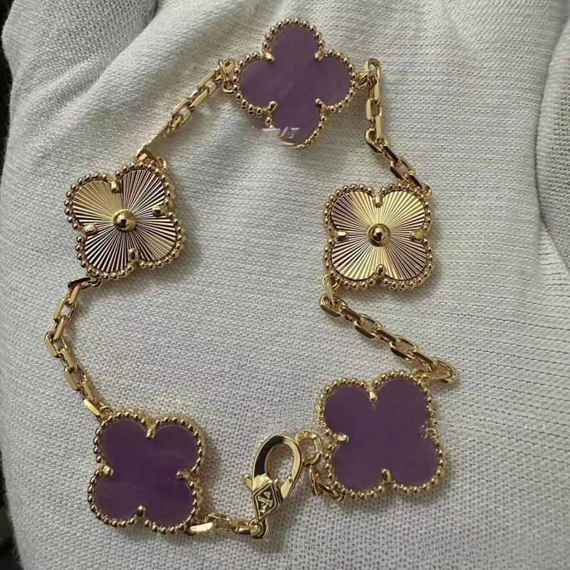 Exquisite Four-leaf Clover Bracelet for Women Five-flower Bracelet Double-sided Natural White Mother-of-pearl and Carnelian Bracelet