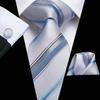Hi-Tie Business Formal Striped Tie Jacquard Woven Silk Necktie Handkerchief Cufflinks Set for Men