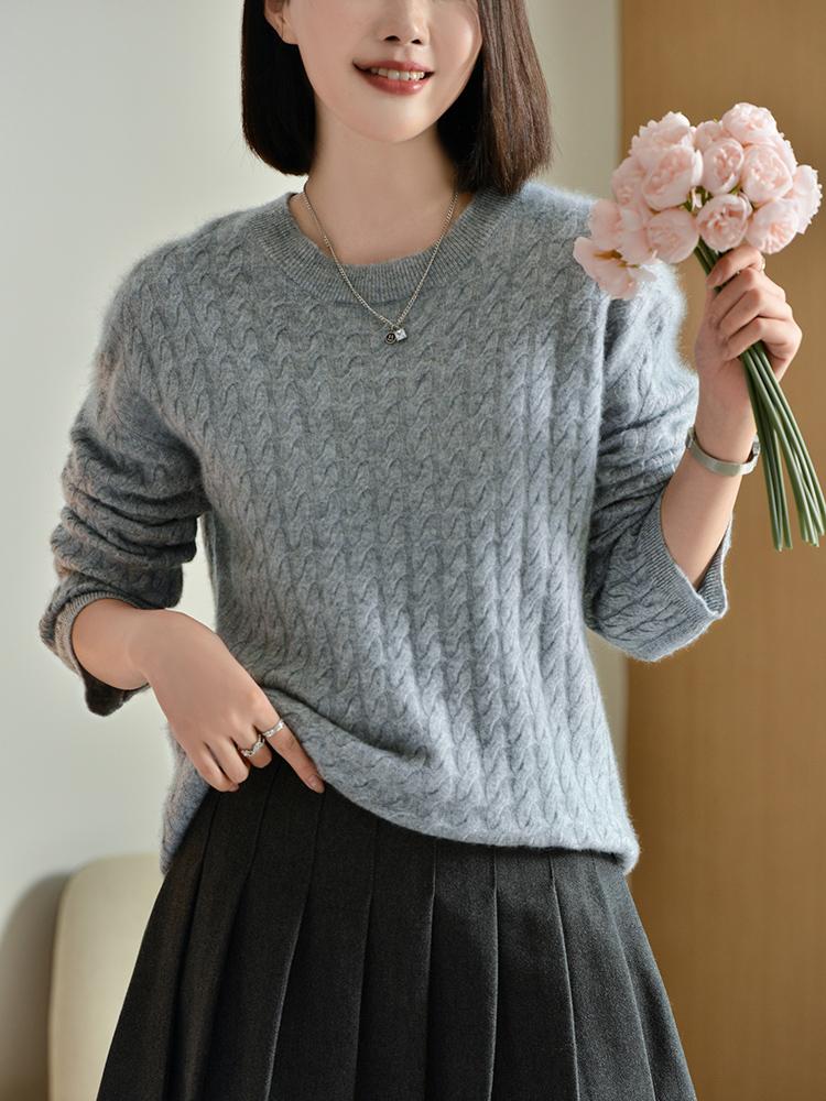 Women's Cashmere Sweater Qinghe Cashmere 30% Cashmere 70% Wool Autumn and Winter Cashmere Pullover Soft and Warm