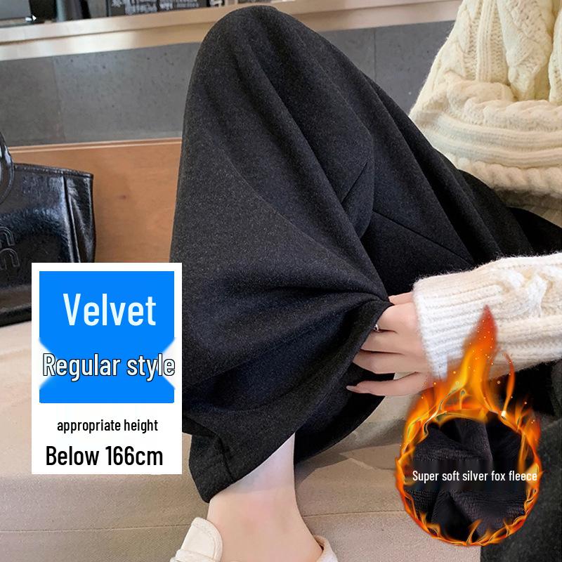 Calças Tricotadas de Veludo Forradas Tamanho Plus para Mulheres - Outono & Inverno