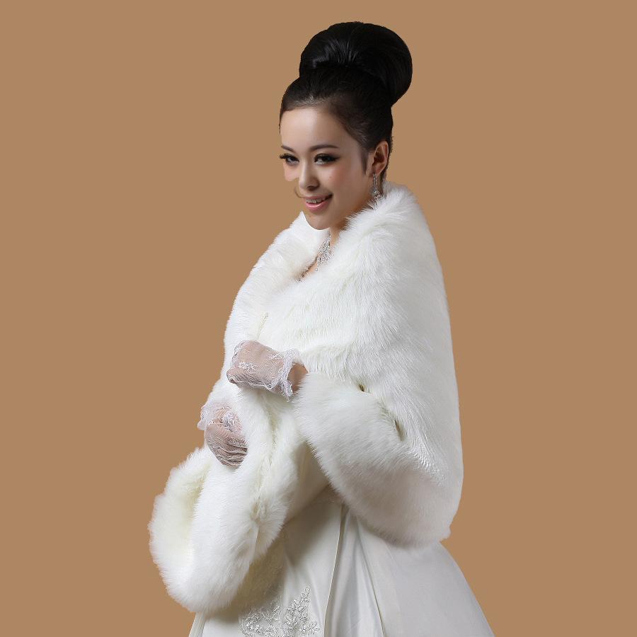 Braut-Kunstfell-Wickel-Abendkleid, Bolero-Umhang, Hochzeitsschal