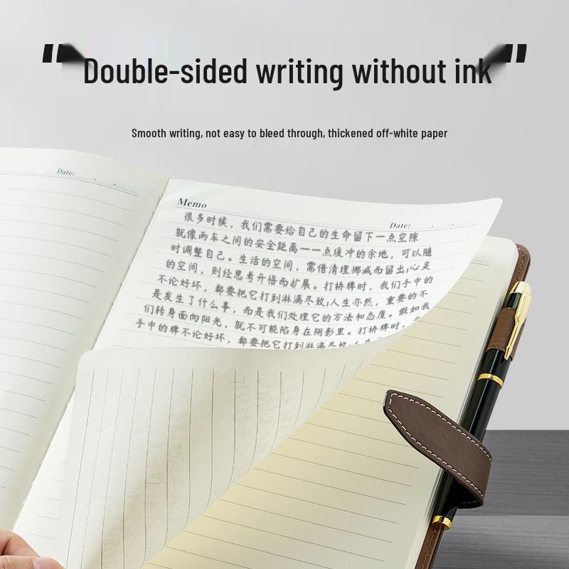 A4 Business Leather Hardcover Notebook - Large & Extra Thick Retro Meeting Record Book