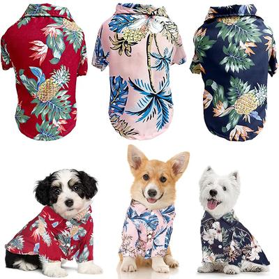 Atmungsaktive Sommer-Haustier-Strandhemden für Hunde Niedliche Hawaii-Freizeitkleidung für Hunde und Katzen Florales T-Shirt für kleine Hunde Chihuahua-Kleidung
