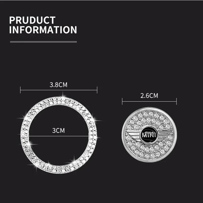Car One-Click Start Stop Engine Rhinestone Ring Circle Trims Protective Cover For Mini Cooper R50 R52 R53 R55 R56 R57 R58 R59 Fpvcm00