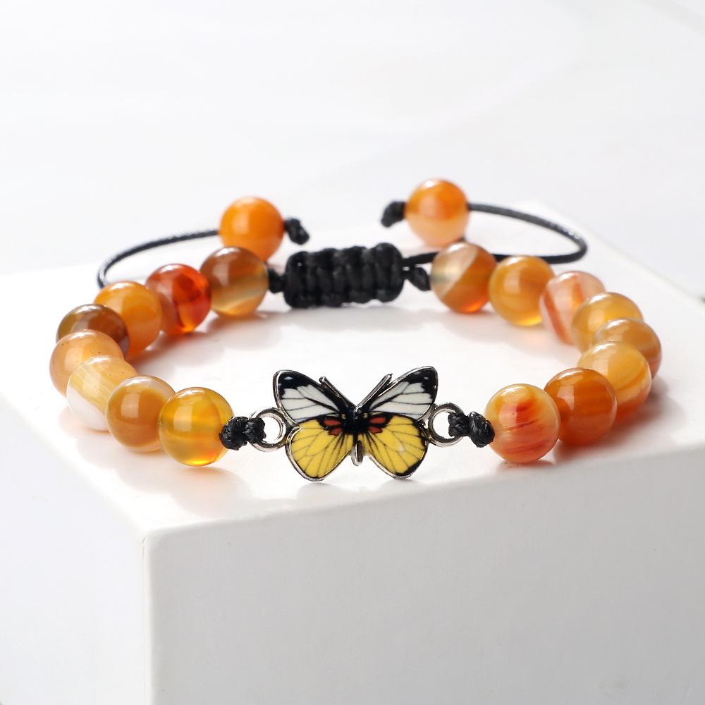 Adjustable Hand-Woven Bracelet with Butterfly Pendant for Women, Men's Gift, In Stock