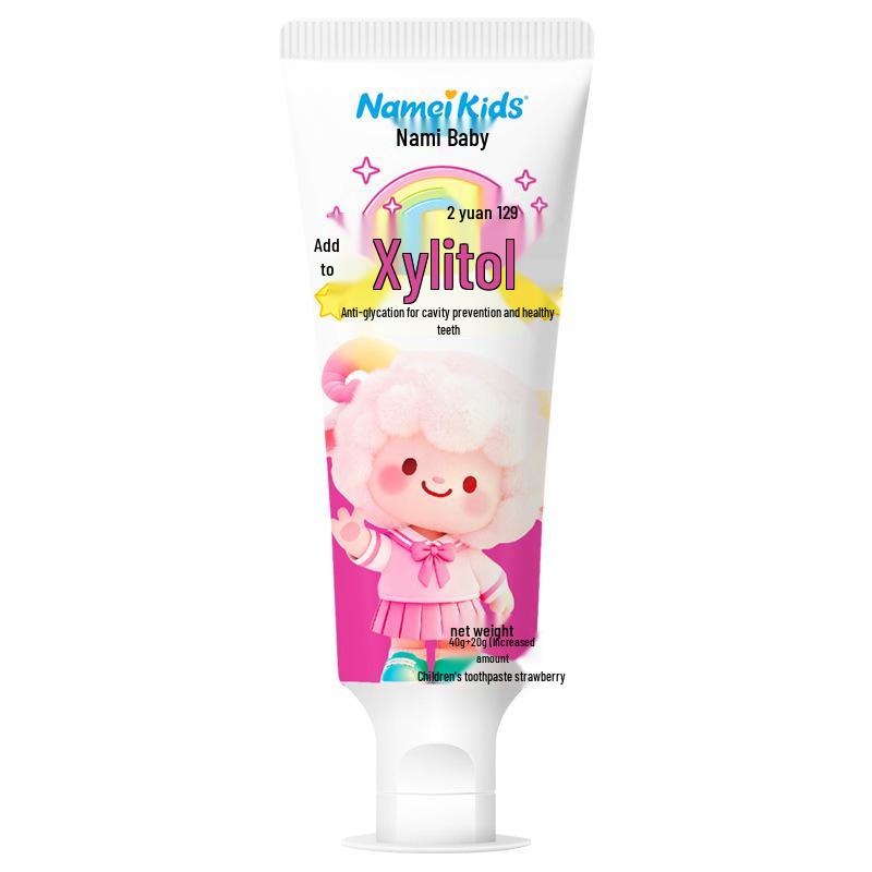 Nami Children s Strawberry Low-Fluoride Toothpaste with Xylitol, 40g - Gum Protection for Infants and Toddlers, Contains Fluoride. 60g