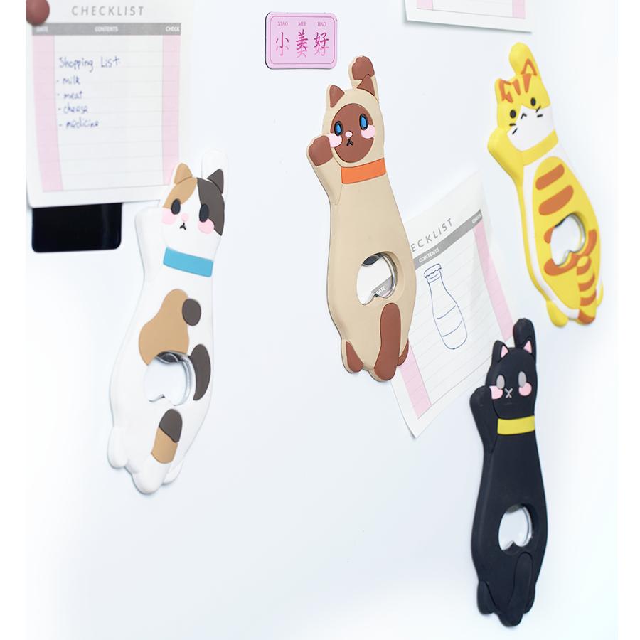 1pc Cute Cat Magnetic Bottle Opener Home Decoration Cartoon Beer Bottle Opener Magnetic Decoration Restaurant Wine Opener 6