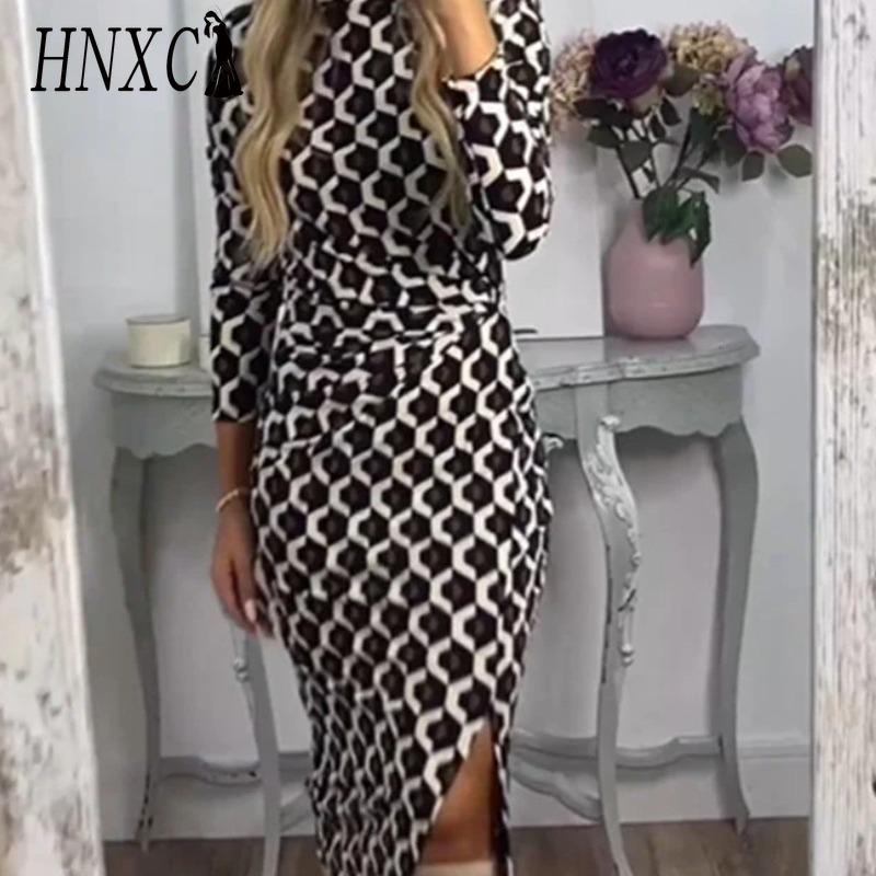 HNXC Kadın Moda Sonbahar Kış Uzun Kollu Günlük Elbiseler