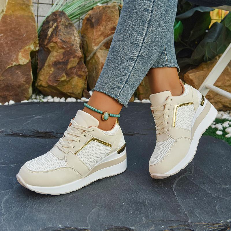 European and American large-size sports and leisure autumn new thick-soled wedge heel casual shoes lace-up sports shoes
