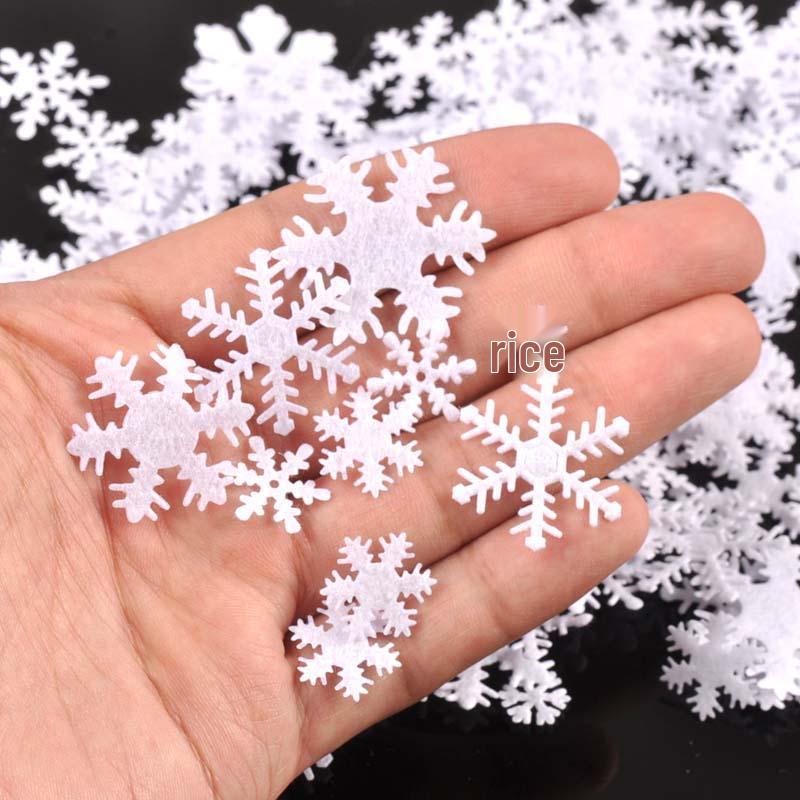 Mini Non-Woven Snowflake Christmas Decor with Silk Flower - No Back Adhesive
