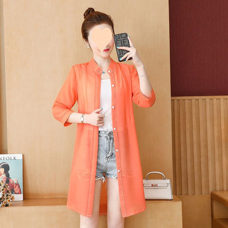

Women s Sun Clothing Lightweight Long UV Protection Jacket Summer Sunscreen Large Size Thin Jacket Female Chiffon Cardigan Coat 5XL 5XL помаранчевий