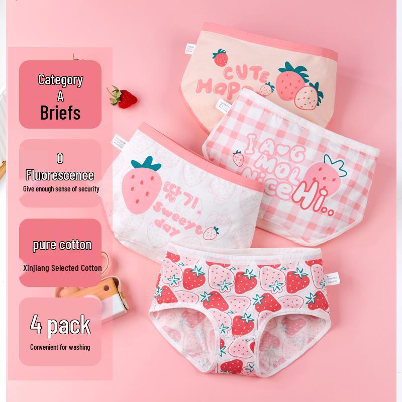 Girls' Pure Cotton Boxer Briefs - Comfortable, Non-Pinching Underwear for Children