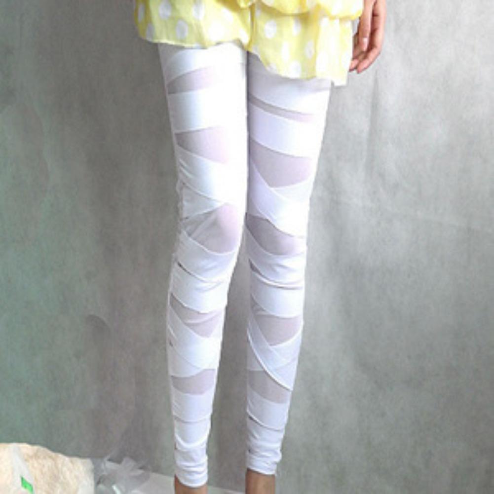 חותלות צלב תחבושת סקסית אביב סתיו רשת טלאים חותלות נשים באורך קרסול מכנסיים דקים