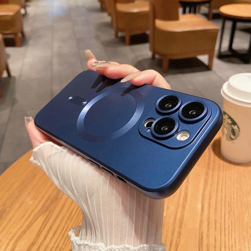 Vhodné pro Apple 15 Magnetické pouzdro na telefon, Matný silikon 14promax Plný kryt Ochranné pouzdro pro iPhone16 13