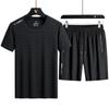 Men's Quick-Dry Ice Silk Sports Set - Lightweight, Breathable Summer Short-Sleeve Top and Casual Shorts
