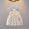 Summer Baby Girls' Dress Set Cute Bag Kids Fresh Floral Bow Strap Daily Thin Sleeveless Vest Girl Dress