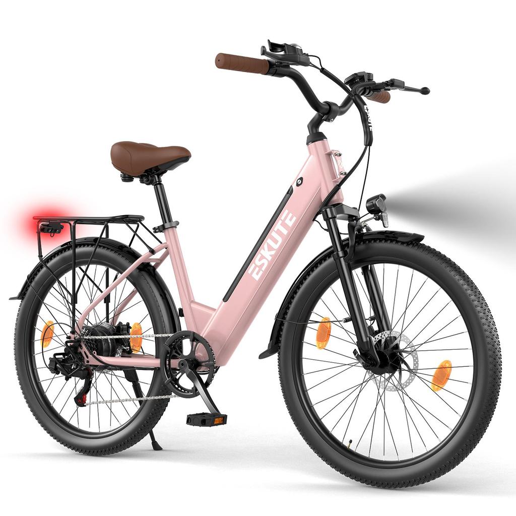 ESKUTE C100 PLUS City Commuting E-Bike For Unisex 36V13AH Battery 250W Motor 26 Inch Tires Electric Bicycle With TowSeat Comfortable and Practical