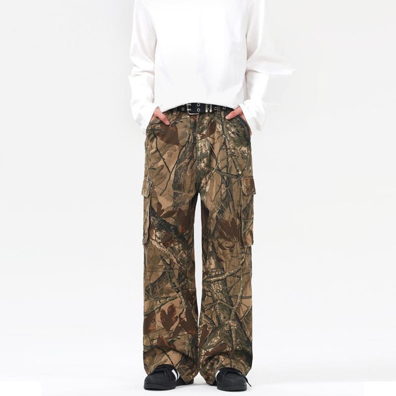 

LKTM Американский ретро камуфляжный комбинезон: Модные, свободные повседневные брюки для отдыха на открытом воздухе для мужчин и женщин L камуфляжный