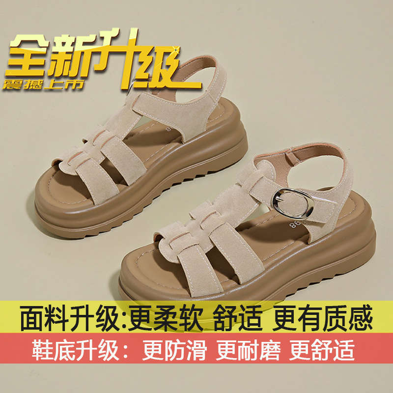 Fashion women's shoes size 35 thick soft sole not tired feet beach shoes women's summer wear 2025 new Roman sandals