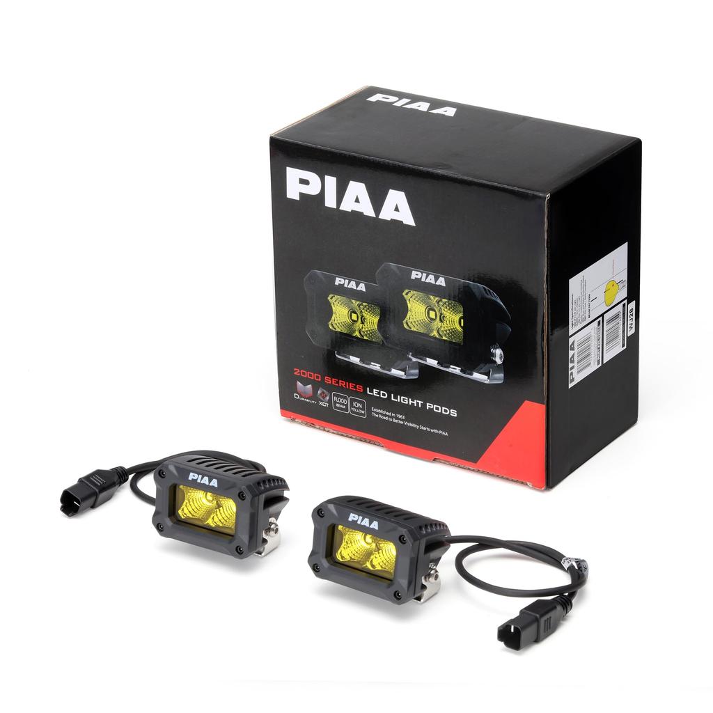 PIAA Aftermarket LED Lamps, Ion Yellow [2000LIGHT PODS], Flood Light Distribution, 12V/9.2W, IPX7 Compliant, Pack of 2, DKCL200
