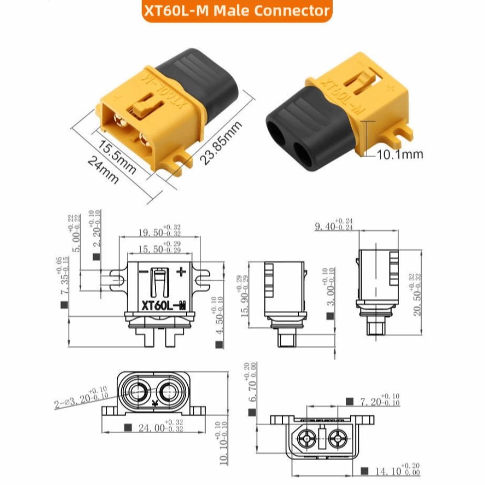 Amass XT60L-F M Plug Yellow Male Female Plug New XT60L Connector  RC Car Parts