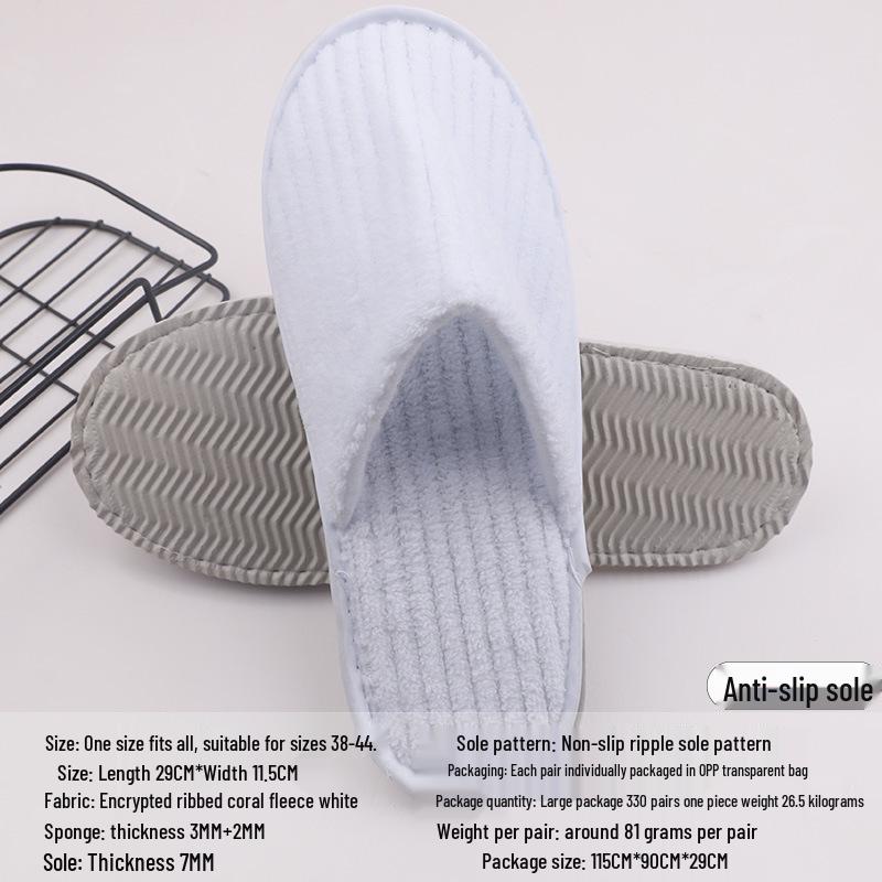 Portable Thick Cotton & Linen Disposable Slippers for Hotels, B&Bs, Guest Houses, and Travel