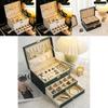 Classic Leather Jewelry Box With Multiple Layers For Elegant Storage Of Earrings Rings And Necklaces