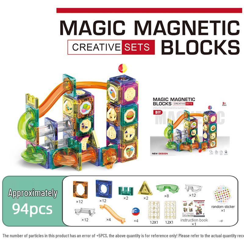 Stained Glass Magnetic Marble Run: Kids' Magnetic Building Blocks and Tracks