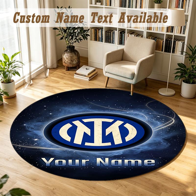 Round Rug Custom NameInter Milan Pattern Non Slip Carpet Home Floor Decor