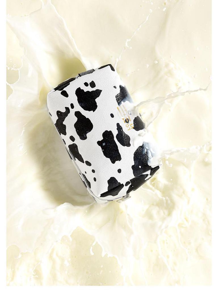 Cow Print Waterproof Cosmetic Travel Bag - Portable Skincare Organizer