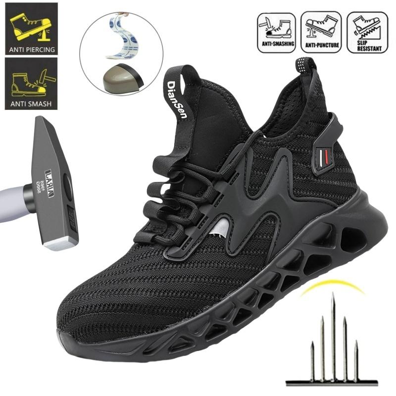 Mens Safety Shoes With Steel Toe Waterproof Boots Puncture Proof Anti-Smash Men Outdoor Work Sneakers Construction Work Shoes