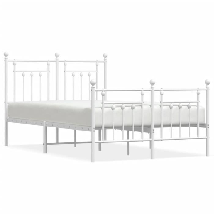 VidaXL Cadre de lit métal avec tête de lit-pied de lit blanc 120x200cm 353602