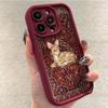 A Vintage Red Pattern Deer Design High-Edge TPU Shockproof Phone Case For iPhone 17 16 15 14 13 12 11 Pro Max Plus Air 16E Cover