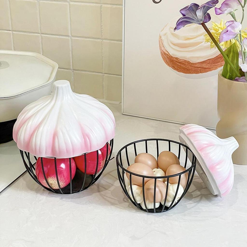 Garlic Storage Basket Ventilated Iron Food Storage Container Home Decoration for Kitchen Supplies