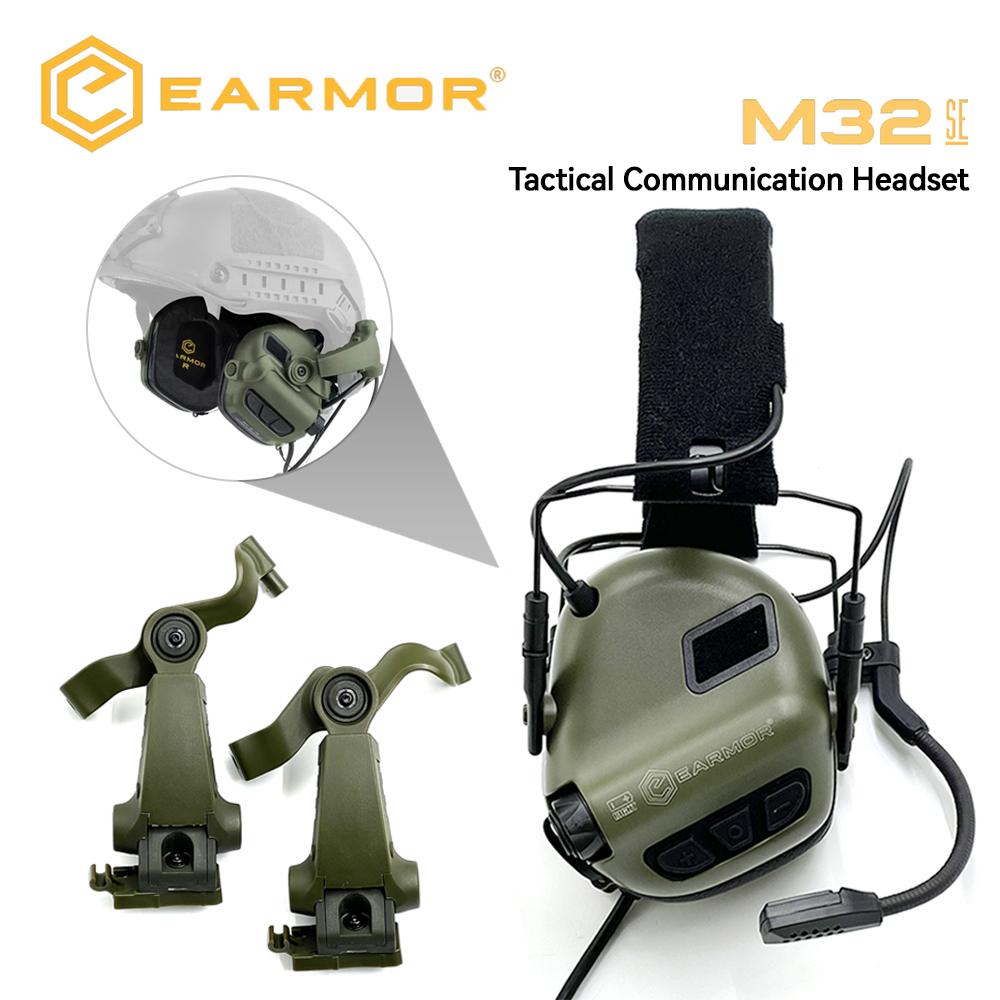 NEW EARMOR M11 SE Tactical Communication Headset Electronic Shooting Earmuffs Anti-Noise Headphones & M16A ARC Helmet Adapter
