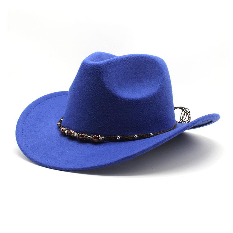 American Western Cowboy Hat Men'S Riding Hat Outdoor Travel Equestrian Hat Bent-Brimmed Wool Top Hat
