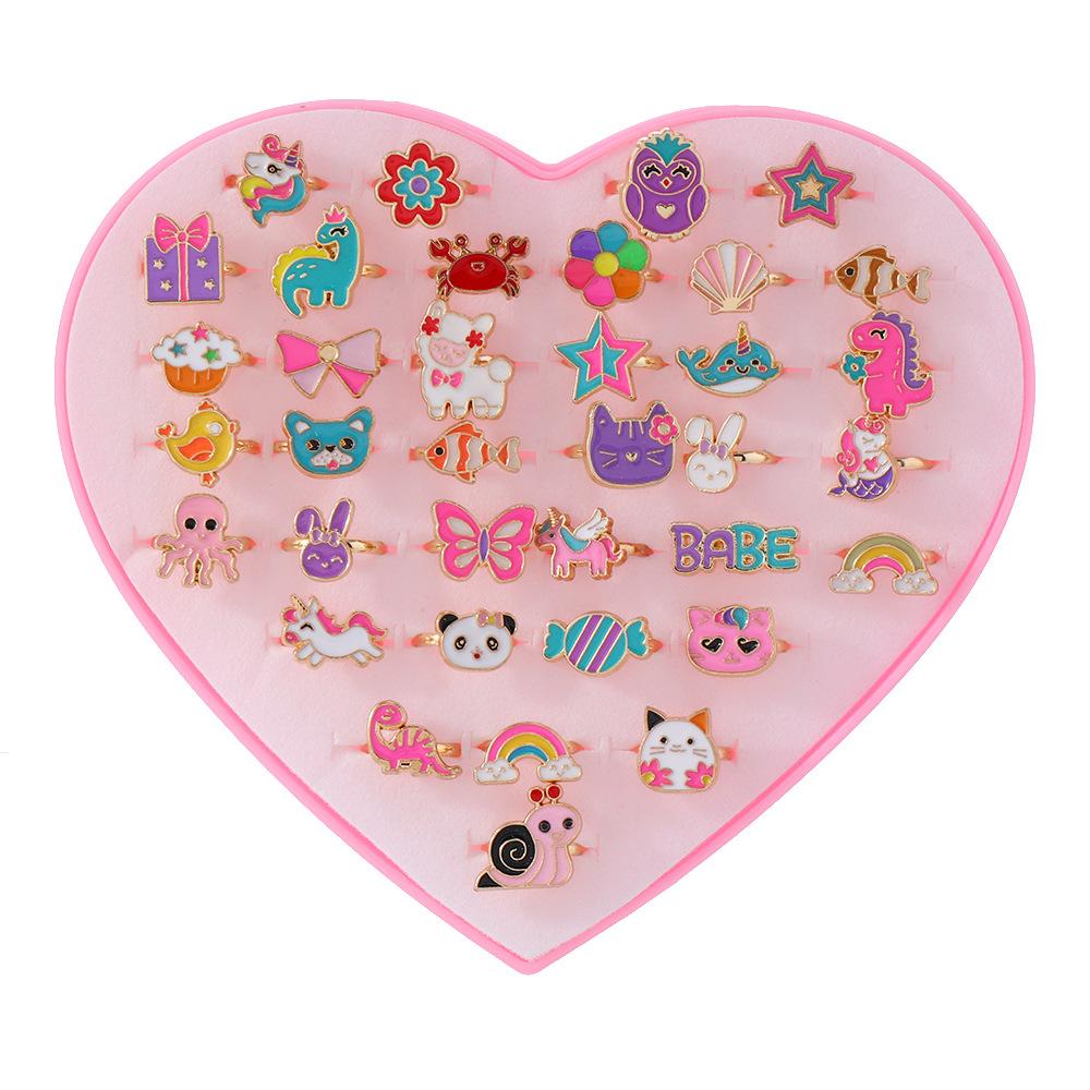 36 Buc inel de desene animate pentru copii Inel Prințesă Fete Clip de prindere drăguț decor de mână (cu cutie)