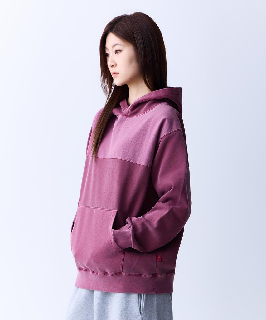 PIGMENT Two-Tone Oversized Hoodie (Burgundy)