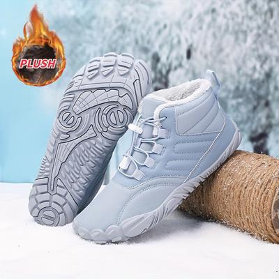 Unisex-Schneestiefel, verdickte, warme Damen-Schneestiefel für Herbst und Winter, rutschfeste, bequeme, einfarbige Wanderschuhe für den Außenbereich
