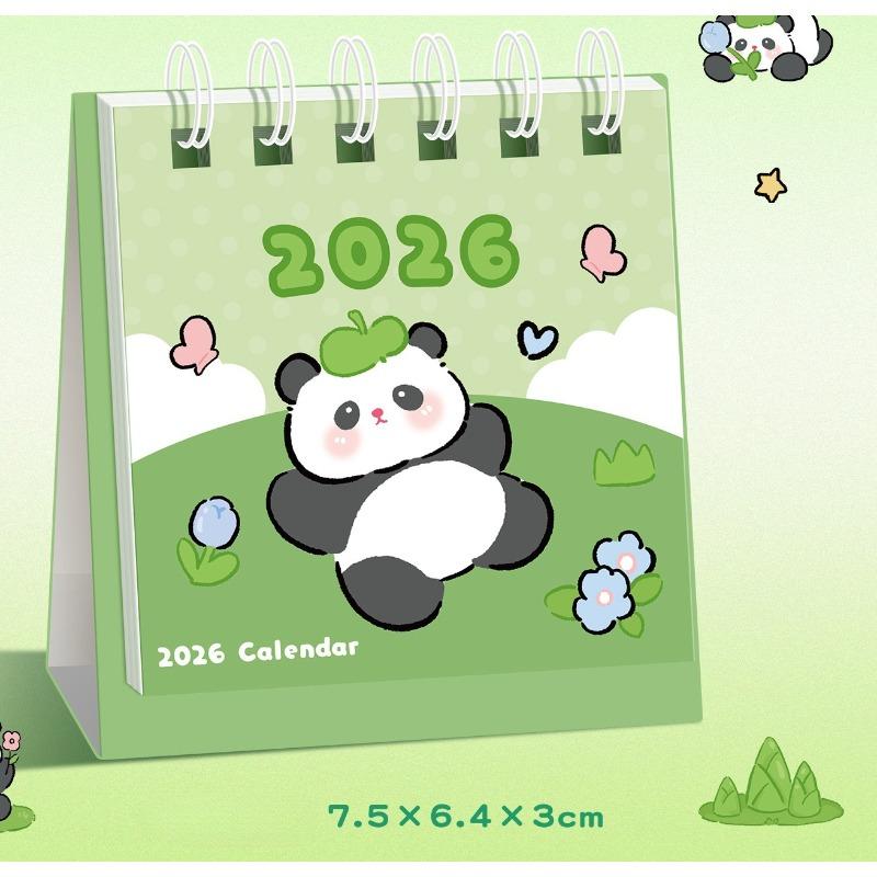 Kawaii Mini liten skrivebordskalender juli 2024 til desember 2025 Pocket Bærbar kartongkalender Punch Plan Kontor Skrivebordsdekorasjon