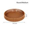 Food Plate Handwoven Plastic Rattan Storage Tray Round Shape Fruit Vegetable Cake Imitation Wicker Rattan Threads Basket