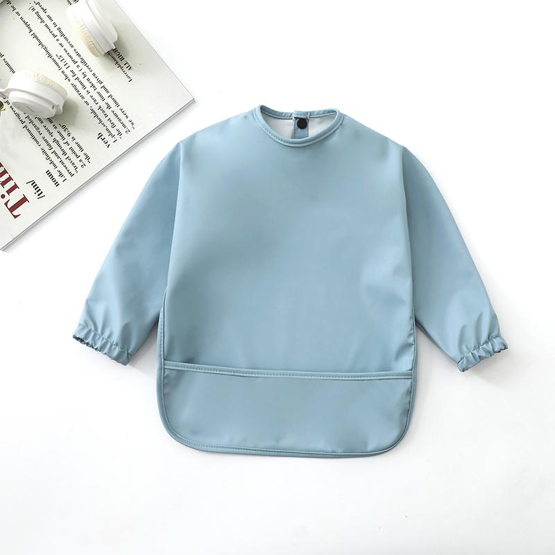 Solid Color Baby Bibs with Long Sleeves Waterproof Children's Feeding Apron Bib for Boys Girls Easy Clean Toddler Art Smocks