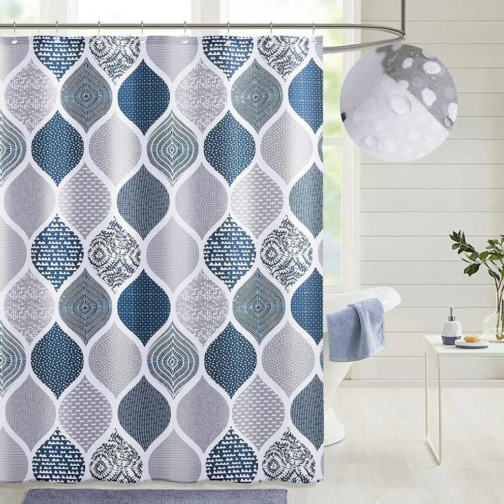 Creative Geometric Print Shower Curtains Red Black Gray Blue Simple Line Graphic Print Polyester Fabric Home Decor Bath Curtain