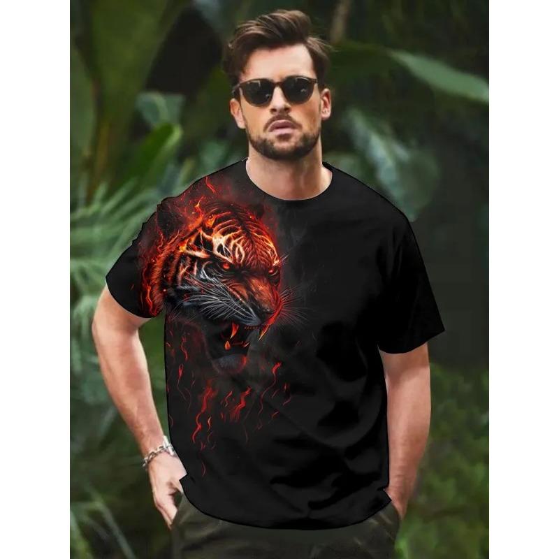 Herren 3D-bedrucktes Kurzarm-O-Ausschnitt-T-Shirt Sommer-Tees