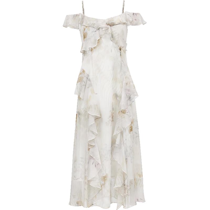 

VEROMODA Tiered Ruffle Floral Chiffon Strappy Maxi Dress L