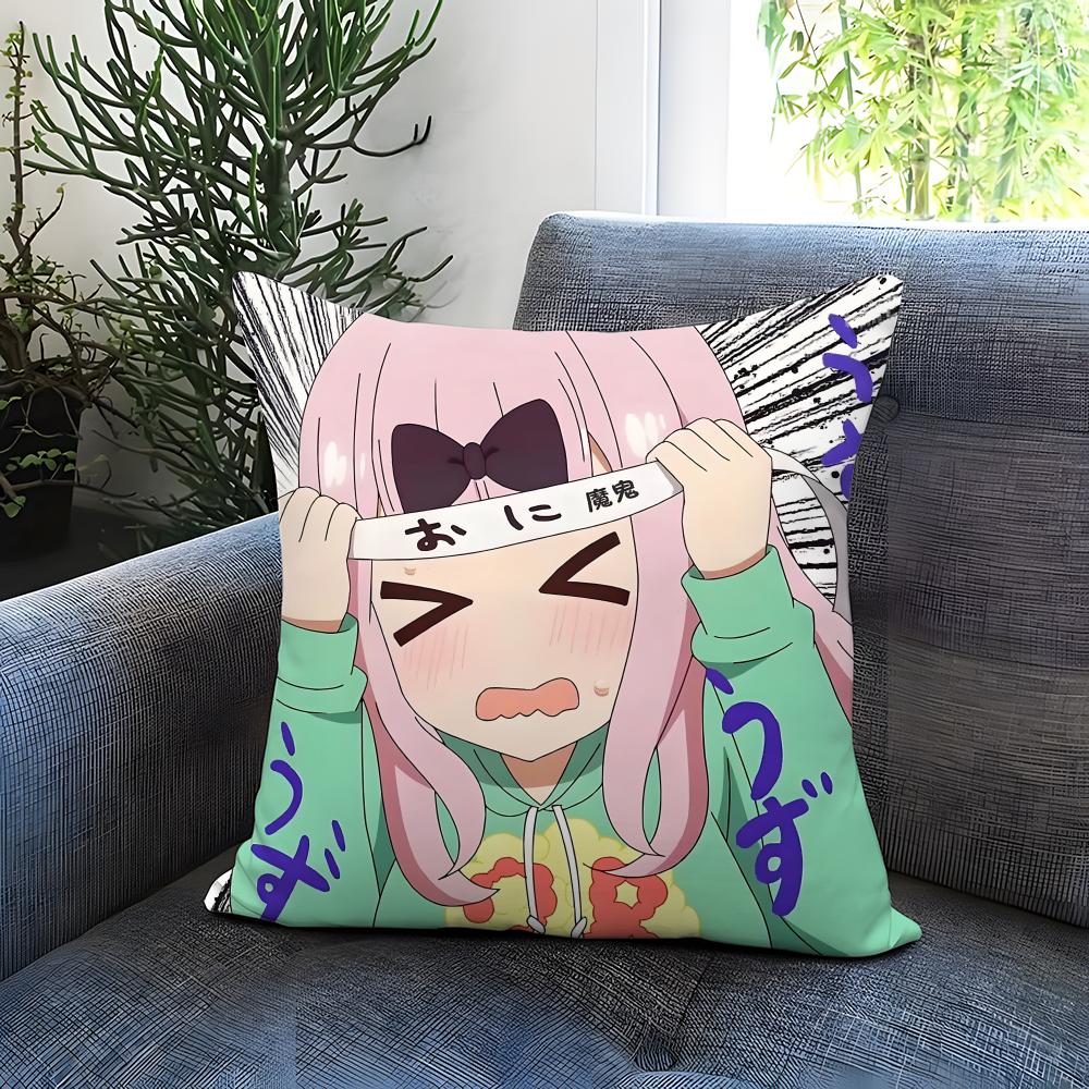 Kaguya-sama Love Is WarS Cushion Cover Comfortable Reversible Pillow Cover Ideal for Car Sofa Bedroom & Beyond