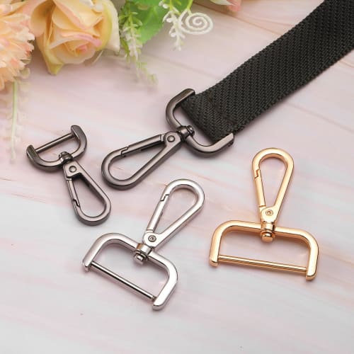 uxcell 38mm Screw-On D-Ring Square Keychain Key Ring Lever Rotating Snap Hook Removal Craft Hook with Screwdriver, 4 Pieces Black