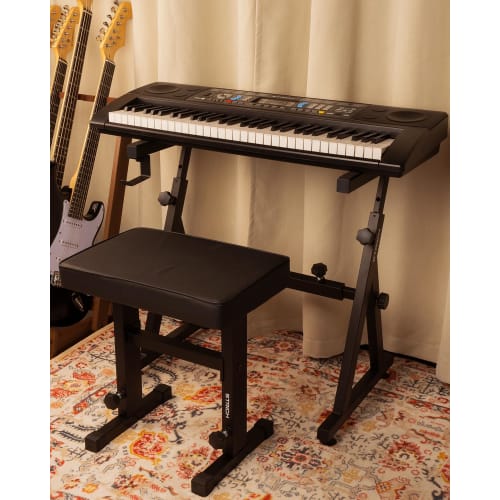 STRICH Z-Shaped Piano Keyboard Stand & Chair Set for Stage, Studio, and Live Performances, Adjustable Height, Compatible with 54/61/73/76/88-Key Digit